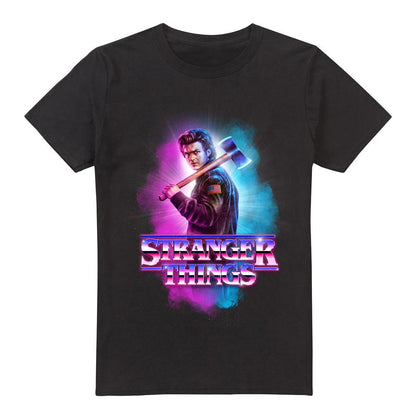 Black - Front - Stranger Things Mens Steve Harrington Metal T-Shirt