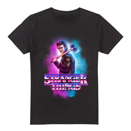 Black - Front - Stranger Things Mens Steve Harrington Metal T-Shirt