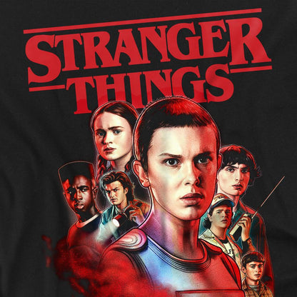 Black - Side - Stranger Things Mens Hawkins Heroes Poster T-Shirt