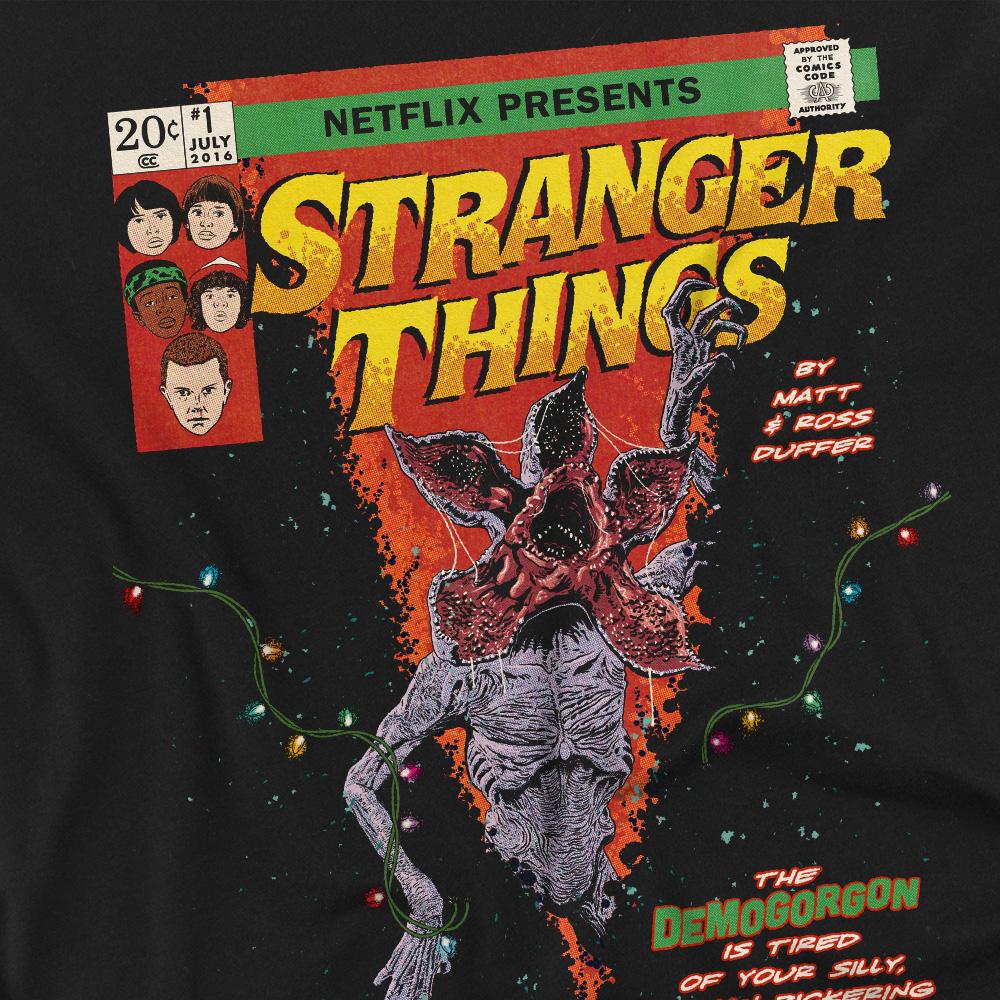 Black - Side - Stranger Things Mens Welcome To Hawkins Comic T-Shirt