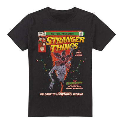 Black - Front - Stranger Things Mens Welcome To Hawkins Comic T-Shirt