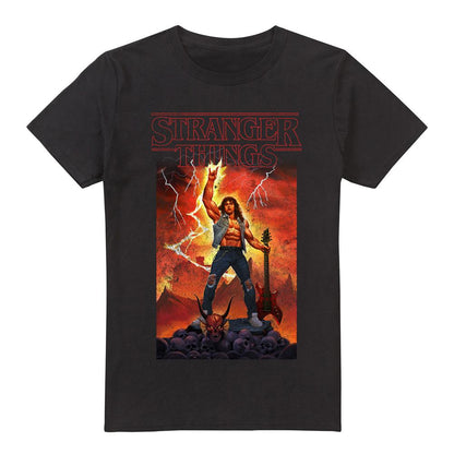 Black - Front - Stranger Things Mens Rock Of Eddie Munson T-Shirt