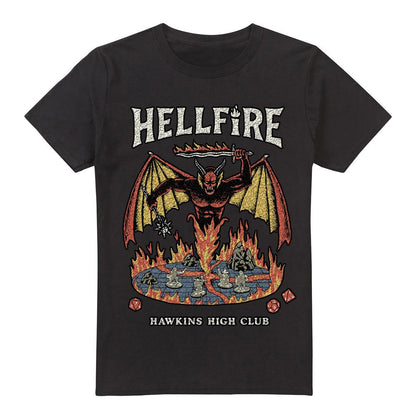Black - Front - Stranger Things Mens Hawkins High Hellfire Vintage T-Shirt