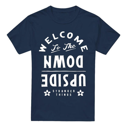 Navy - Front - Stranger Things Mens Welcome To The Upside Down T-Shirt