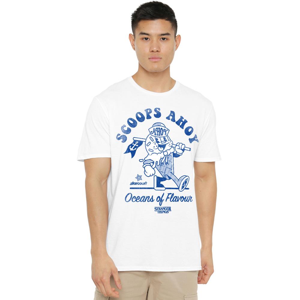 White - Lifestyle - Stranger Things Mens Scoops Ahoy Retro T-Shirt