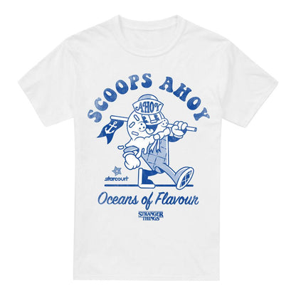 White - Front - Stranger Things Mens Scoops Ahoy Retro T-Shirt