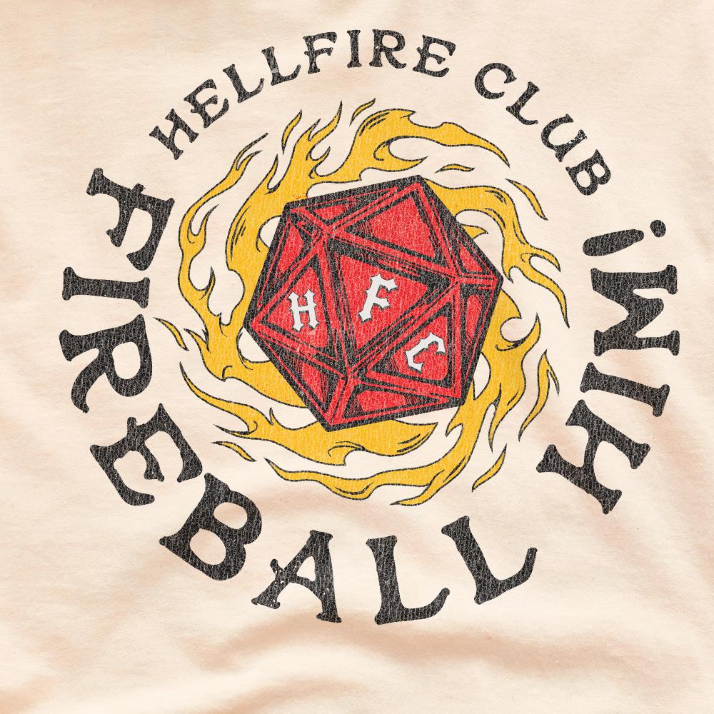 Cream - Side - Stranger Things Mens Hellfire Club Fireball T-Shirt