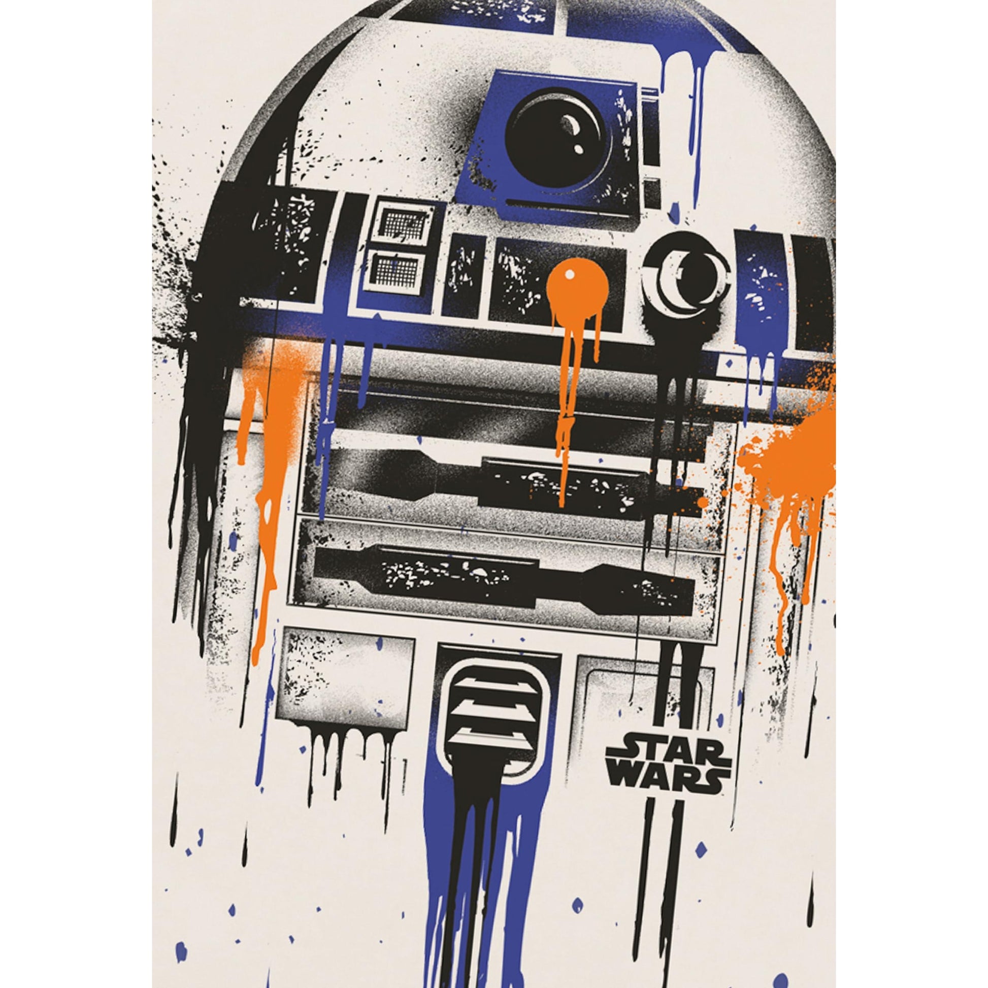 Natural - Side - Star Wars Mens R2-D2 Paint Drip T-Shirt
