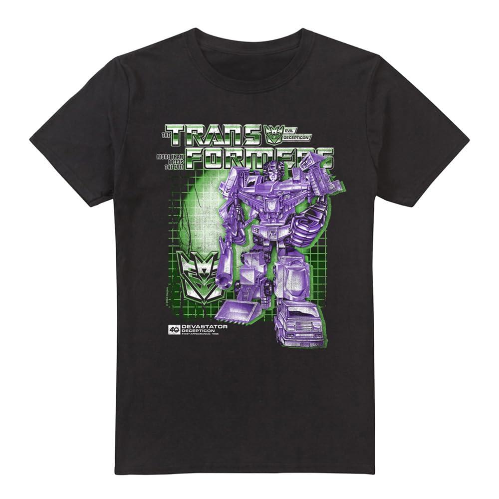 Black - Front - Transformers Mens Devastator Box 40th T-Shirt