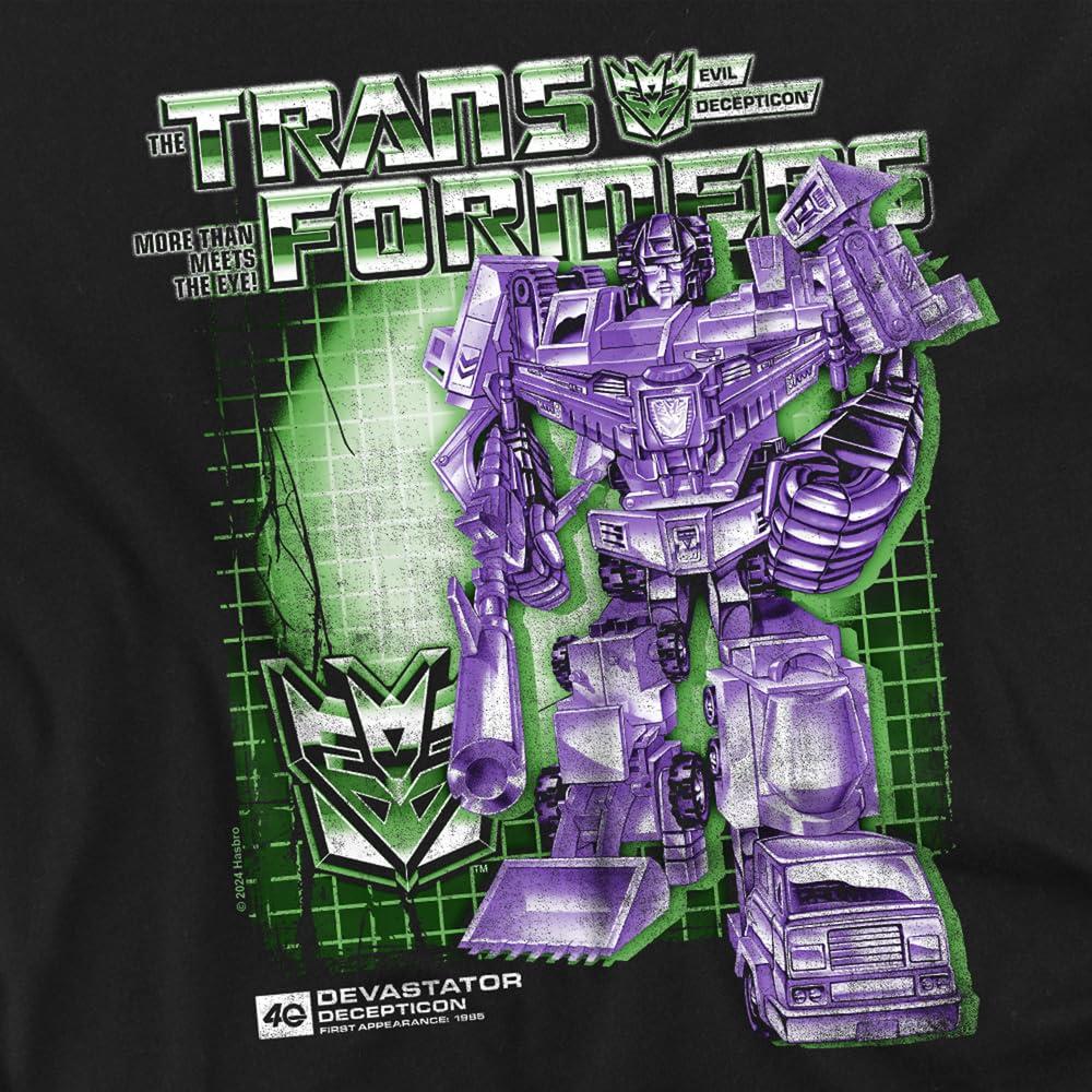Black - Side - Transformers Mens Devastator Box 40th T-Shirt