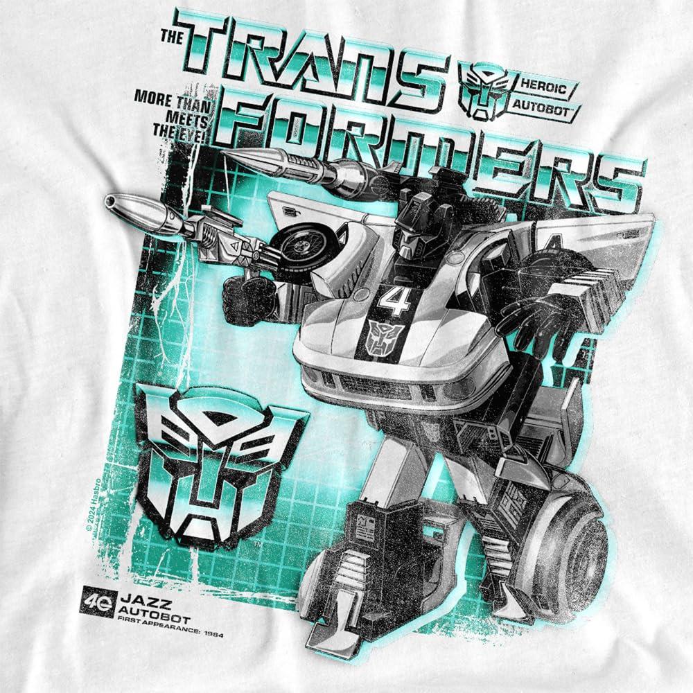White - Side - Transformers Mens Jazz Box 40th T-Shirt