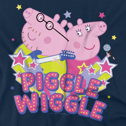 Navy - Side - Peppa Pig Mens Piggle Wiggle Mummy Pig Daddy pig T-Shirt