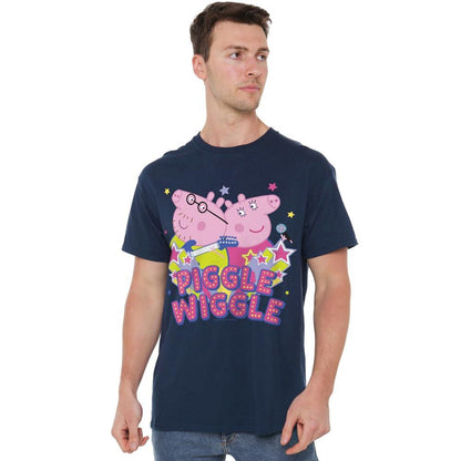 Navy - Lifestyle - Peppa Pig Mens Piggle Wiggle Mummy Pig Daddy pig T-Shirt