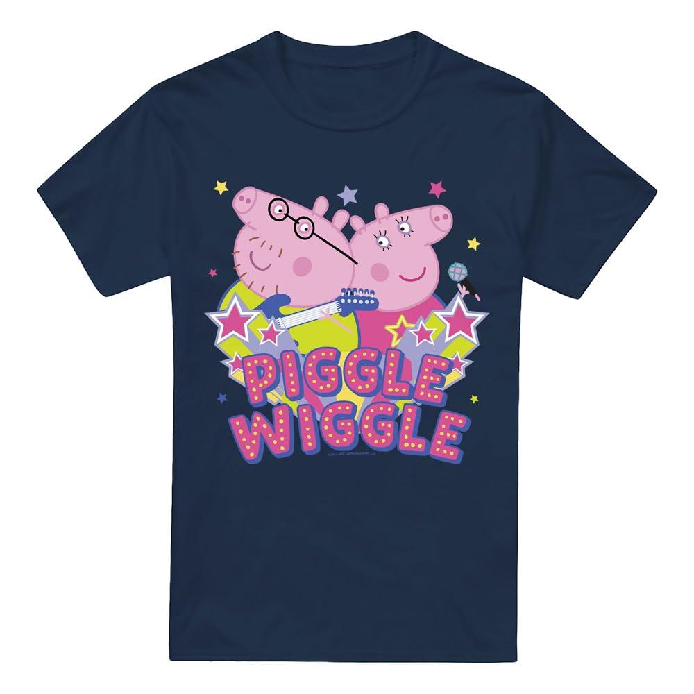 Navy - Front - Peppa Pig Mens Piggle Wiggle Mummy Pig Daddy pig T-Shirt