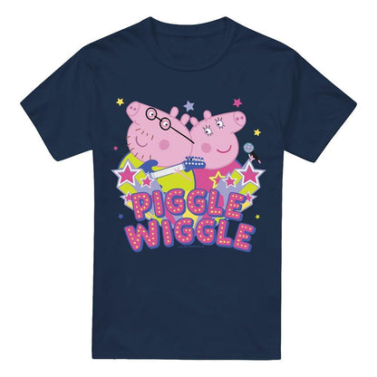 Navy - Front - Peppa Pig Mens Piggle Wiggle Mummy Pig Daddy pig T-Shirt