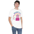 White - Lifestyle - Peppa Pig Mens Mummy Pig Floral Rainbow T-Shirt