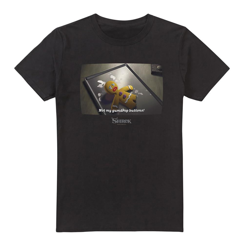 Black - Front - Shrek Mens Gumdrop Buttons Meme T-Shirt