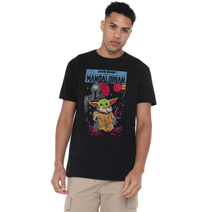 Black - Side - Star Wars: The Mandalorian Mens Grogu Comic T-Shirt