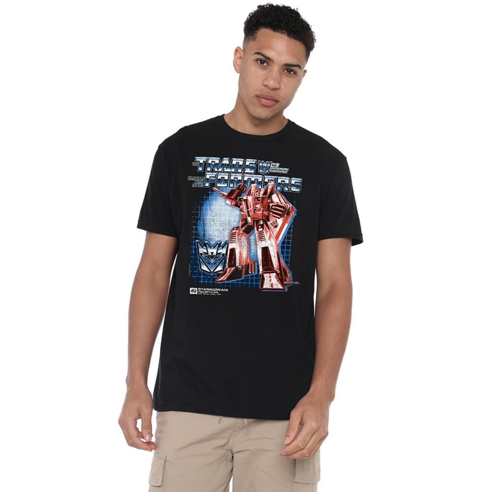 Black - Side - Transformers Mens Starscream Box 40th T-Shirt