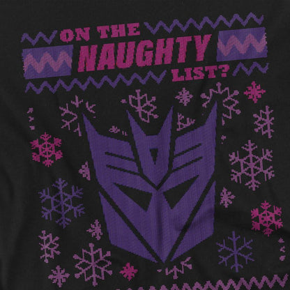 Black - Pack Shot - Transformers Mens Decepticons Naughty List Christmas Jumper T-Shirt