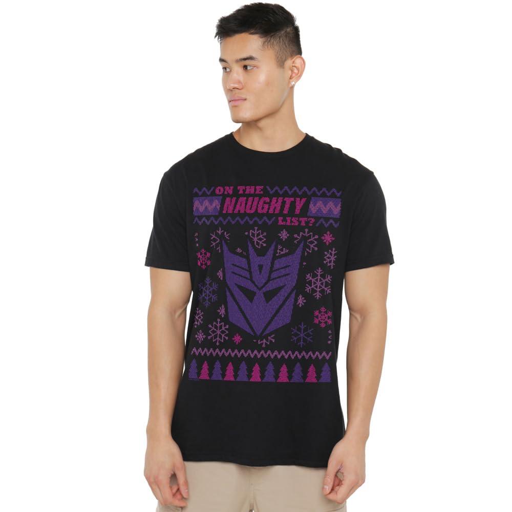 Black - Side - Transformers Mens Decepticons Naughty List Christmas Jumper T-Shirt