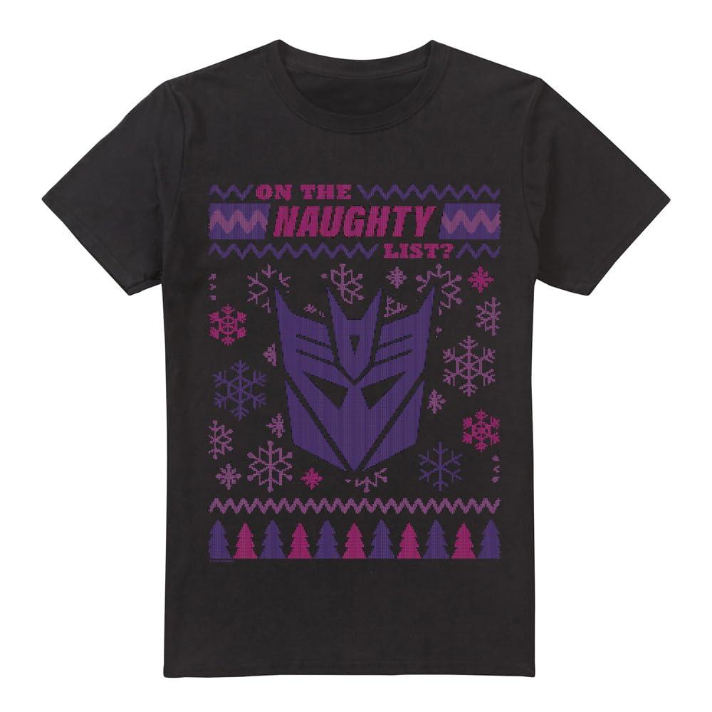 Black - Front - Transformers Mens Decepticons Naughty List Christmas Jumper T-Shirt