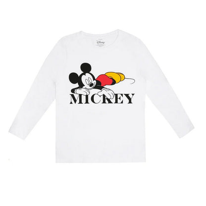 White-Black-Red - Side - Disney Womens-Ladies Snooze Mickey Mouse Long-Sleeved Long Pyjama Set