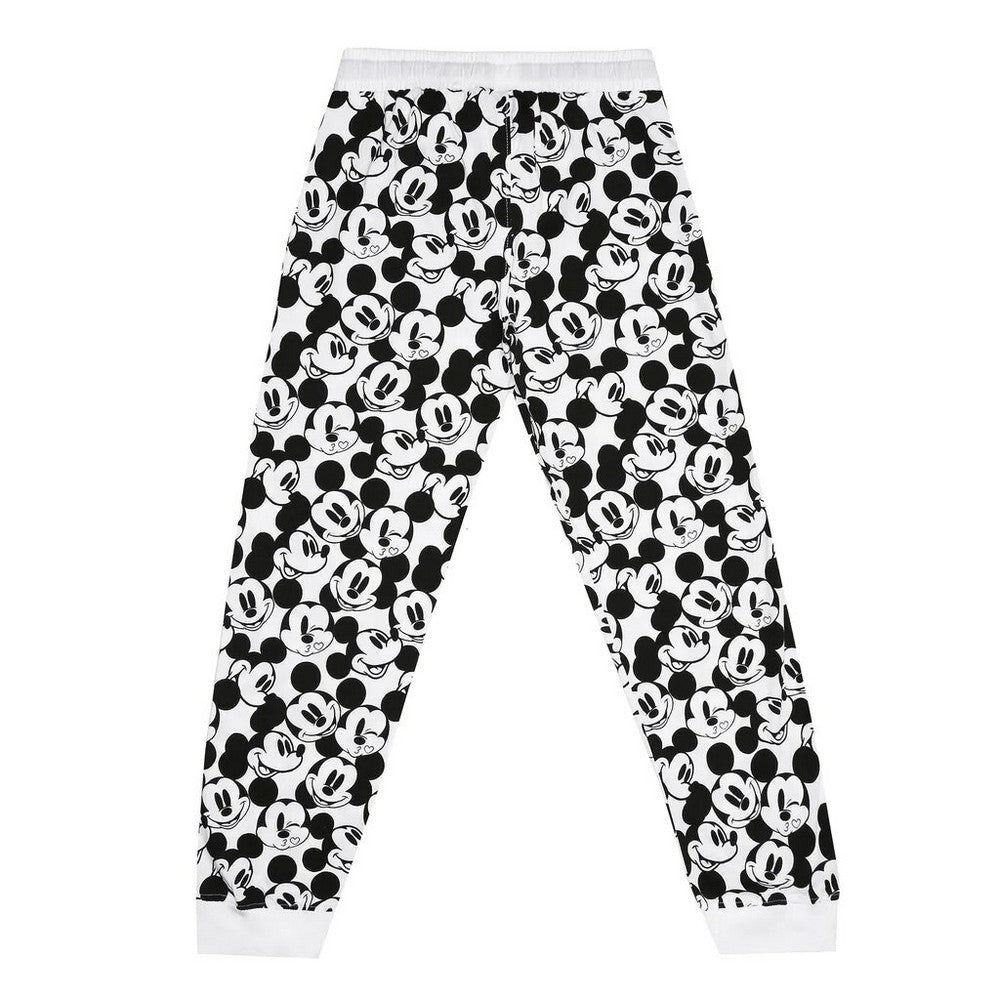 White-Black-Red - Lifestyle - Disney Womens-Ladies Snooze Mickey Mouse Long-Sleeved Long Pyjama Set