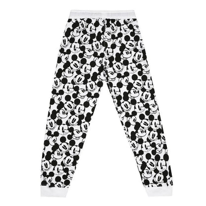 White-Black-Red - Lifestyle - Disney Womens-Ladies Snooze Mickey Mouse Long-Sleeved Long Pyjama Set