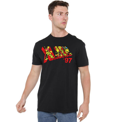 Black - Side - Marvel Mens Comic Logo T-Shirt