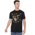 Black - Side - One Piece Mens Straw Hat Jolly Roger T-Shirt