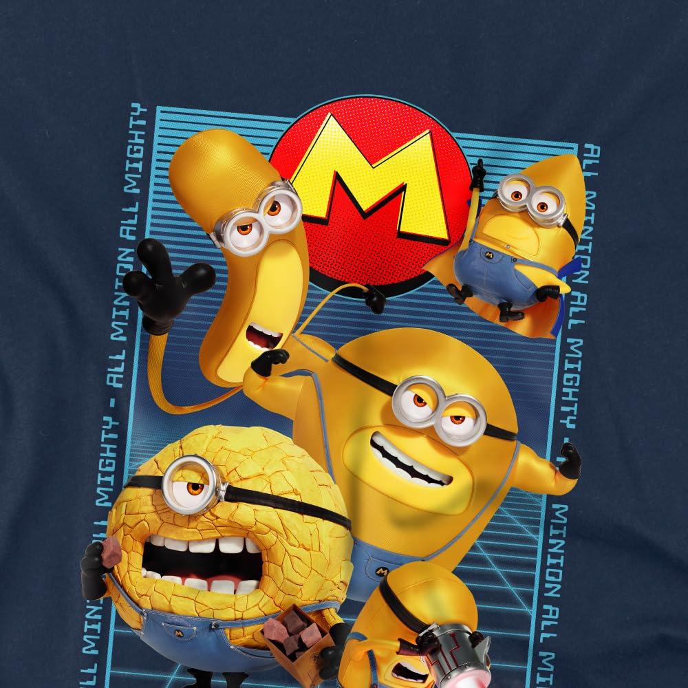 Navy - Side - Despicable Me 4 Childrens-Kids Mega Minions Grid T-Shirt