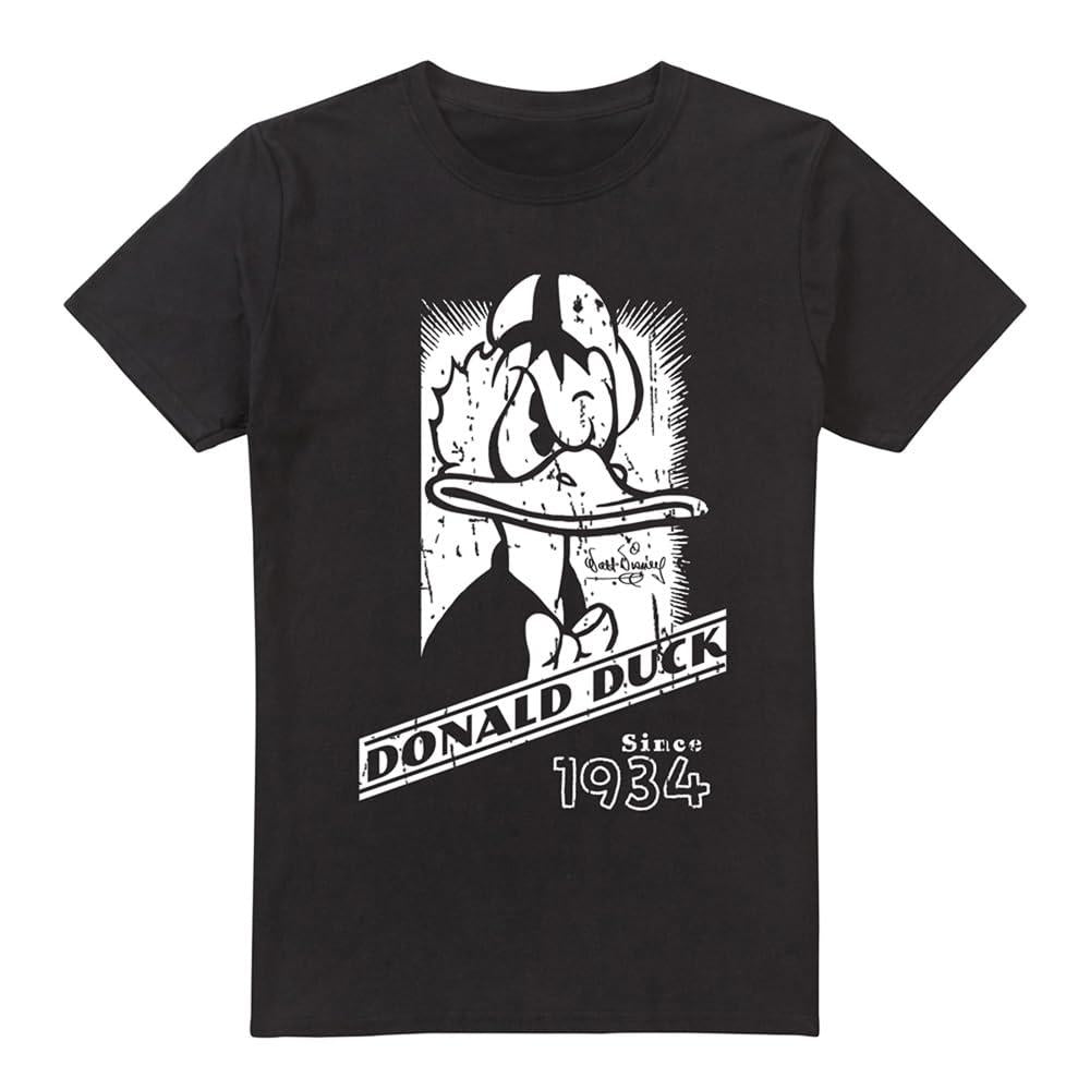 Black - Front - Disney Mens Donald Duck Mono Portrait T-Shirt