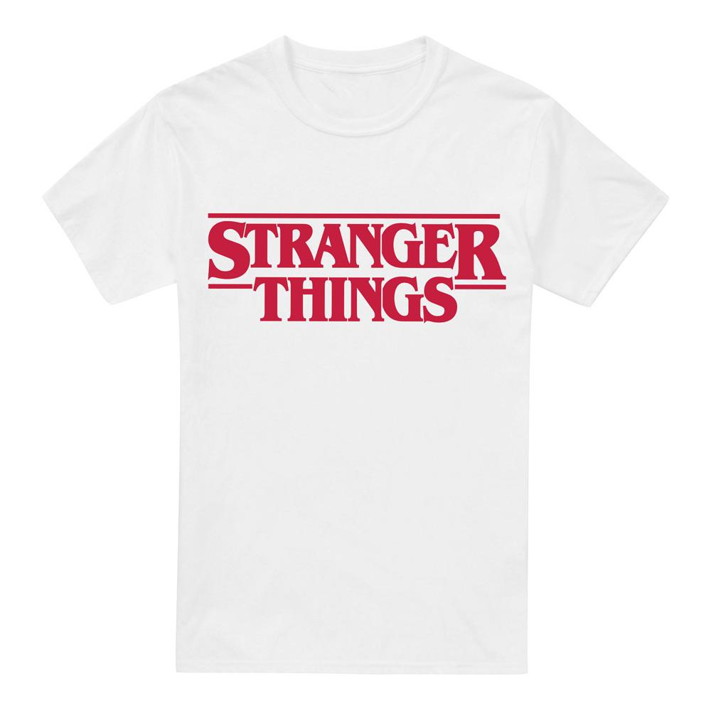 White - Front - Stranger Things Mens Logo T-Shirt