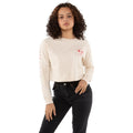 Stone - Pack Shot - Disney Womens-Ladies Here For The Good Vibes Mickey Mouse Crop Sweatshirt