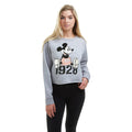 Heather Grey-Black - Lifestyle - Disney Womens-Ladies Mickey Mouse Year Crop Sweatshirt
