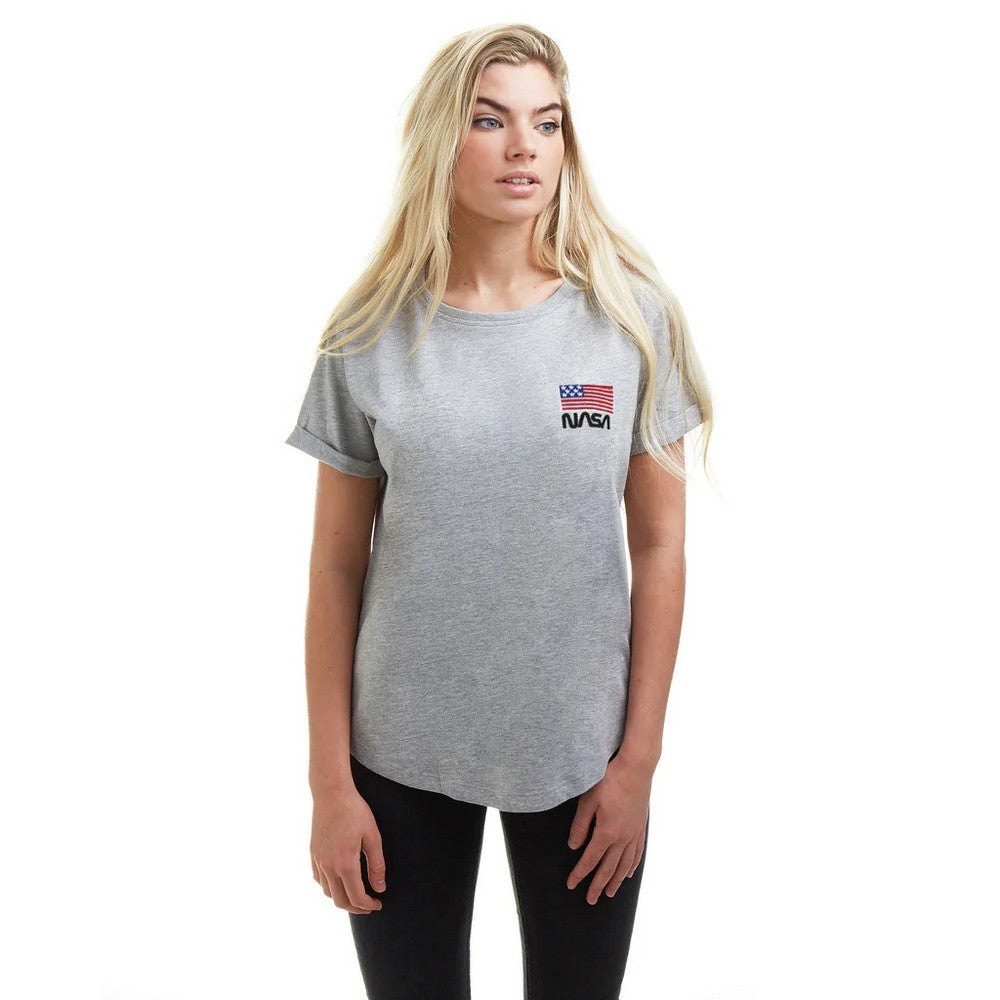 Sports Grey - Lifestyle - NASA Womens-Ladies Flag T-Shirt