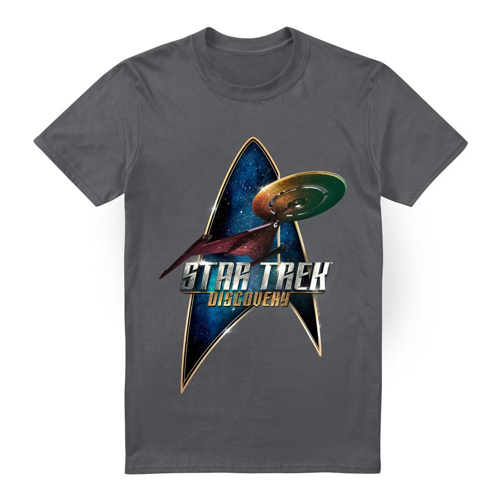 Charcoal - Front - Star Trek: Discovery Mens Deco T-Shirt