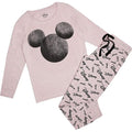 Light Pink-Black - Front - Disney Womens-Ladies Mickey Mouse Silhouette Long Pyjama Set