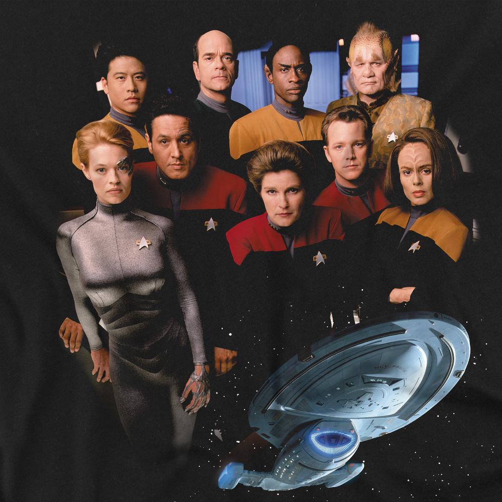 Black - Side - Star Trek Mens Voyager Crew T-Shirt