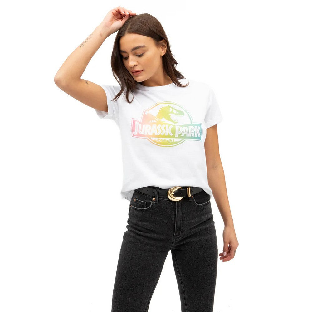 White - Lifestyle - Jurassic Park Womens-Ladies Gradient Logo T-Shirt