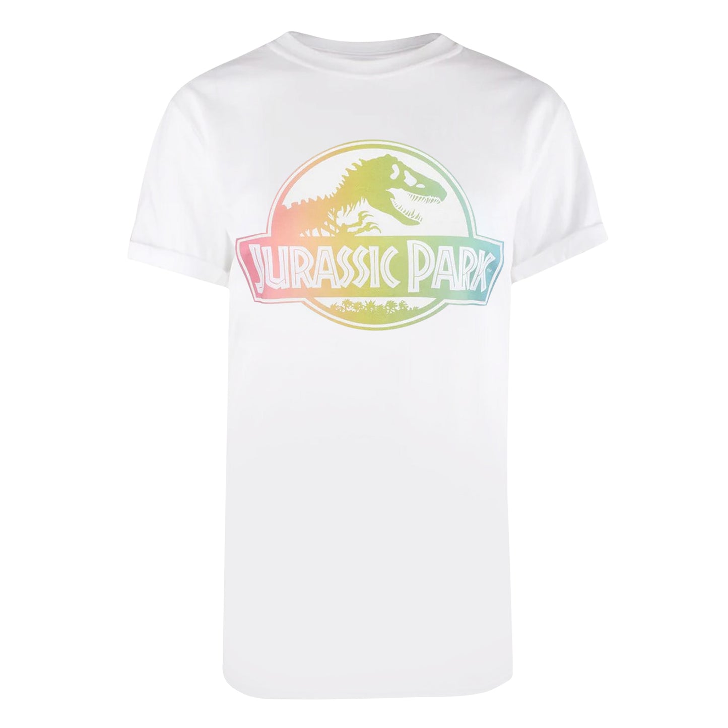 White - Front - Jurassic Park Womens-Ladies Gradient Logo T-Shirt