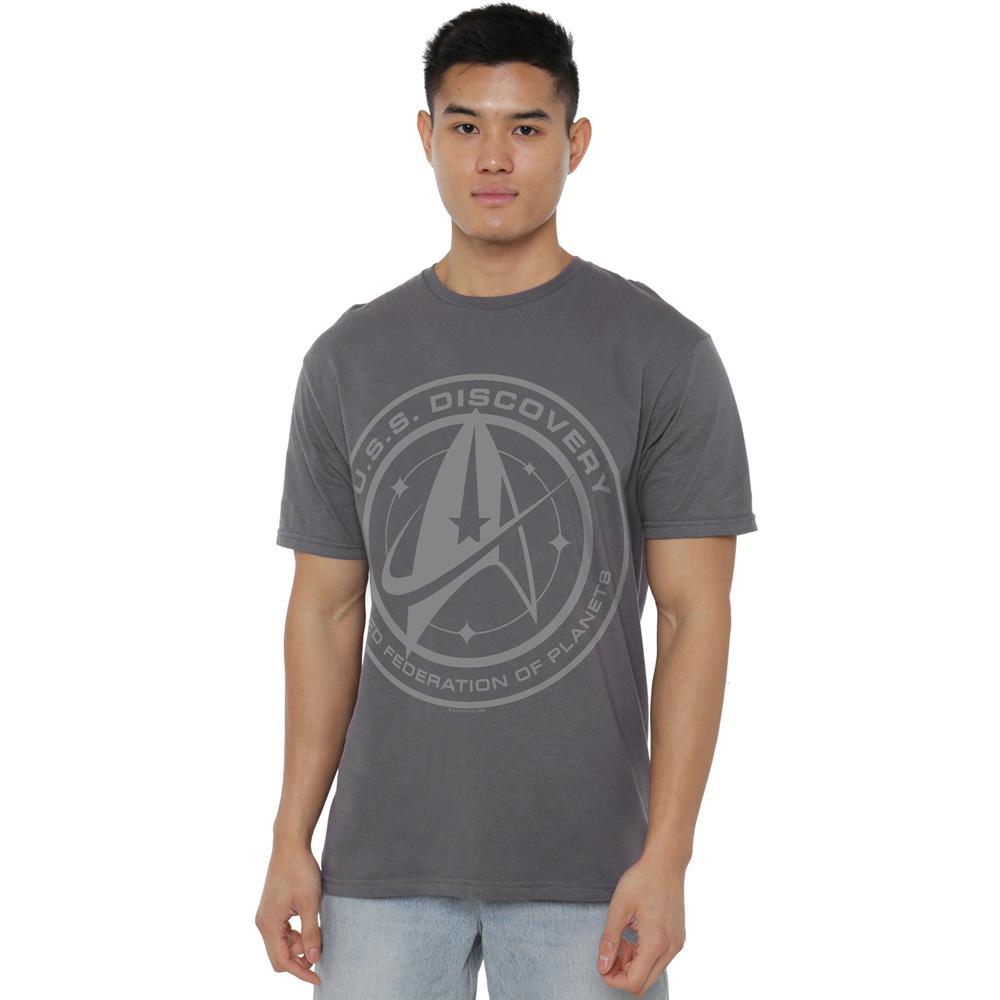 Charcoal - Side - Star Trek: Discovery Mens Discovery Crest T-Shirt