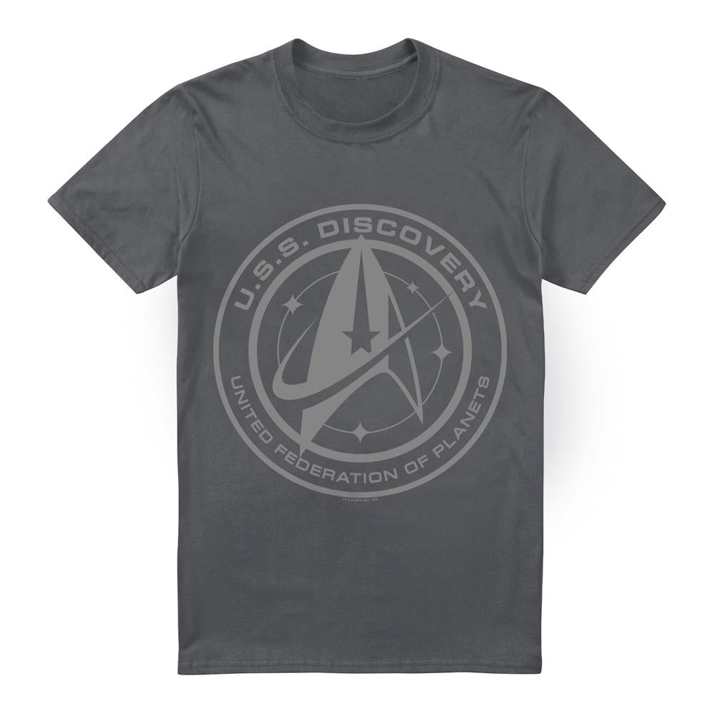 Charcoal - Front - Star Trek: Discovery Mens Discovery Crest T-Shirt