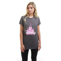 Charcoal-Pink-White - Lifestyle - Disney Womens-Ladies Castle T-Shirt