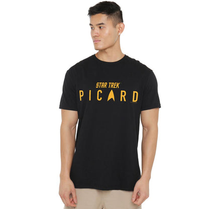 Black - Side - Star Trek: Picard Mens Logo T-Shirt