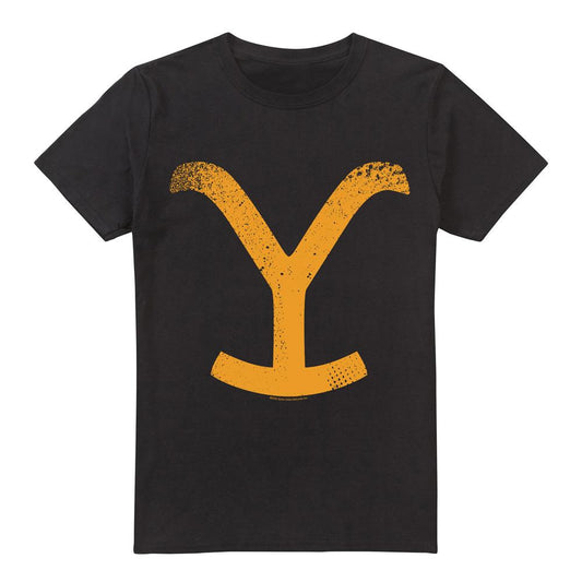 Black - Front - Yellowstone Mens Large Brand T-Shirt
