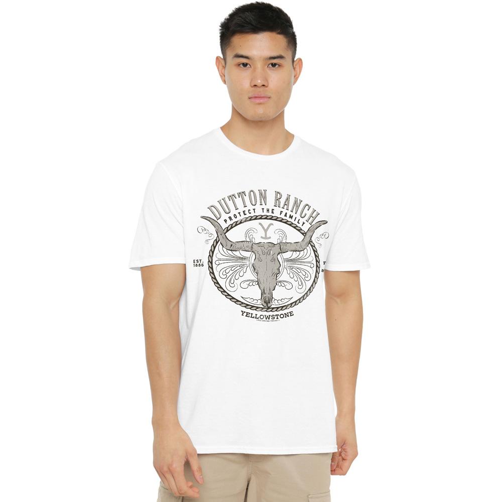 White - Side - Yellowstone Mens Dutton Ranch T-Shirt