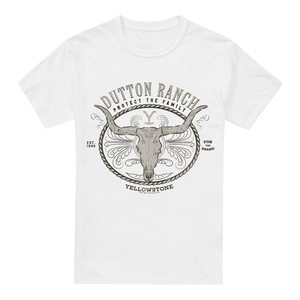 White - Front - Yellowstone Mens Dutton Ranch T-Shirt