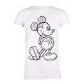 White-Black - Front - Disney Womens-Ladies Mickey Mouse Sketch T-Shirt